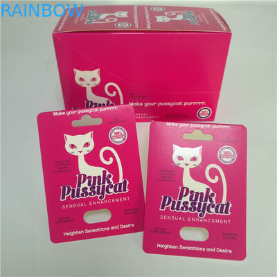 Pink Pussycat Sex Pill Paper Card Blister Sex Enhancer Packaging Display Box