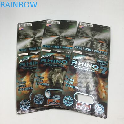 Rhino 7 5000 Capsule Blister Card Packaging 3D Paper Male Sexual Pills Display Box