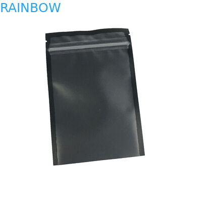 Clear Front Window Stand Up Zipper Pouch Food Grade Smell Proof Matte Black Surface