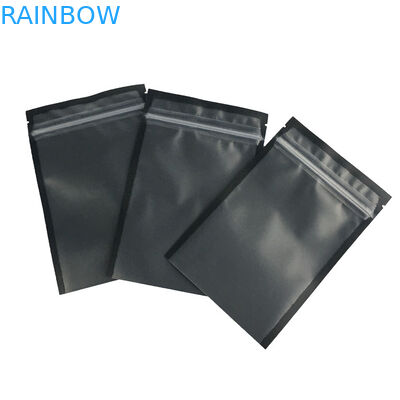 Clear Front Window Stand Up Zipper Pouch Food Grade Smell Proof Matte Black Surface