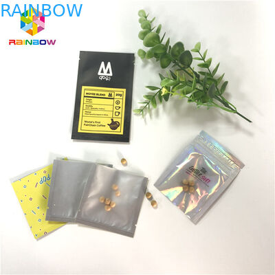 Smell Proof Heat Sealed Cosmetics Tablet Pills Packaging Mini 3x5 Inches With Clear Back