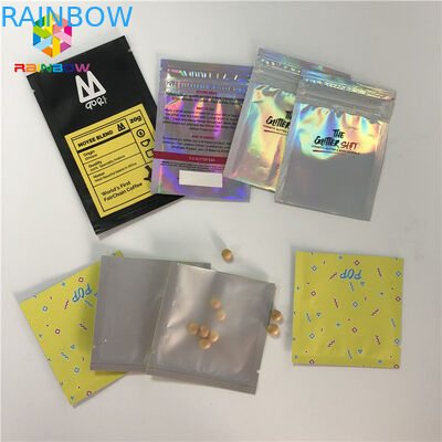 Smell Proof Heat Sealed Cosmetics Tablet Pills Packaging Mini 3x5 Inches With Clear Back