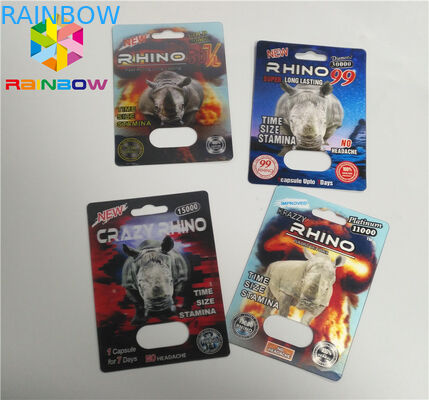 PP 3D Printing Plastic Blister Card Packaging Normal Size For Rhino 69 Pills