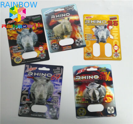 PP 3D Printing Plastic Blister Card Packaging Normal Size For Rhino 69 Pills