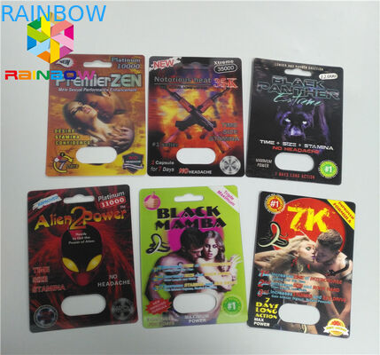 Custom Blister Card Packaging Alien Powder Rhino 3d Paper Pills Capsule Pack