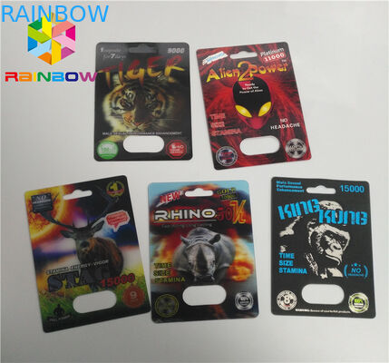Custom Blister Card Packaging Alien Powder Rhino 3d Paper Pills Capsule Pack