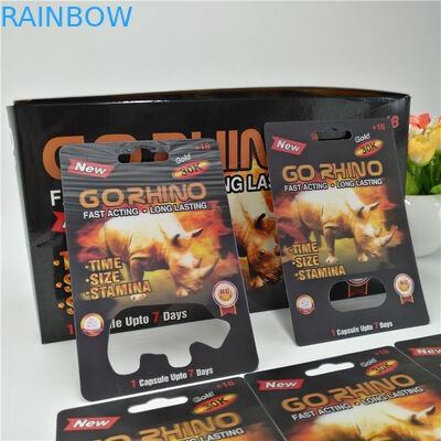 Go Rhino 3D Card Male Enhancement Pills Packing , Sex Pill Capsule Packing Recycled