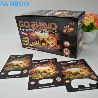 Go Rhino 3D Card Male Enhancement Pills Packing , Sex Pill Capsule Packing Recycled
