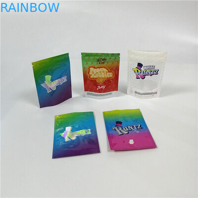 Resealable Child Proof K Plastic Bags Three Side Seal CBD Mylar Bag For Gummies Bear Packaging