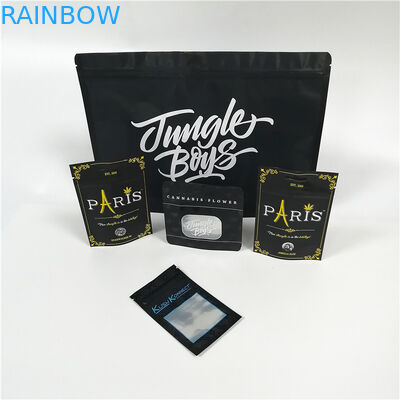 Digital Printing Stand Up Pouch CBD Smell Proof Weed Packaging With Clear Window