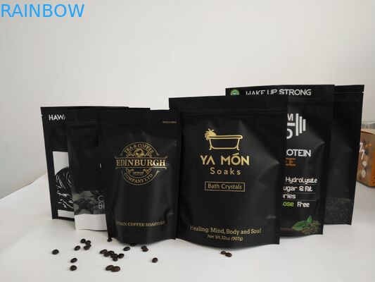 Gravure Printing Aluminum Foil Bags , Ground Coffee Stand Up Zipper Bags With Valve