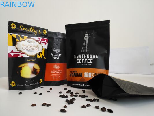 Gravure Printing Aluminum Foil Bags , Ground Coffee Stand Up Zipper Bags With Valve