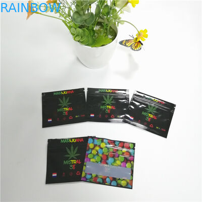 Resealable Herbal Incense Packaging , Flat Tabcoo Weed Packaging Bag Gravure Printing