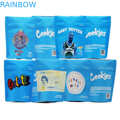 Plastic Child Resistant Stand Up Pouch Biodegradable Flower Packaging Bags 3.5g Size