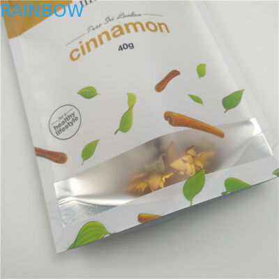 40g Cinnamon Stand Up k Food Packaging Bags Transparent Window PET/PE Material