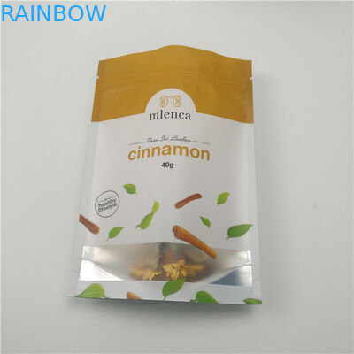 Matte White Background Zipper Cosmetic Bags Stand Up Doypack 40g Cinnamon