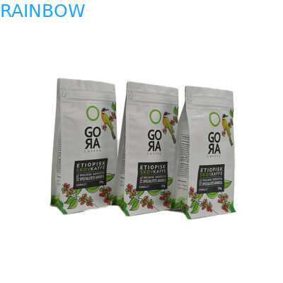 Biodegradable Plastic  Food Packing Bag E Zipper Flat Bottom Coffee Packaging