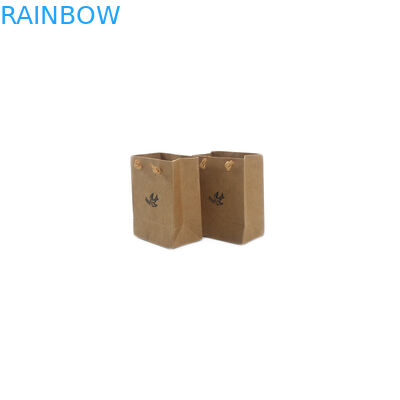 Recyclable Brown Kraft Paper Bag 120-180 Micron Thickness With Logo Customized