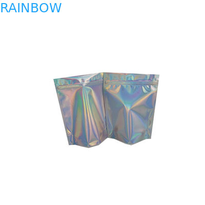 Holographic Plastic Pouch Packaging Transparent Front Laser Film Customized Size