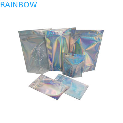 Holographic Plastic Pouch Packaging Transparent Front Laser Film Customized Size