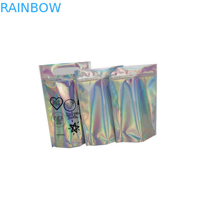 Cosmetic Printing Zipper Cosmetic Bags Plastic Mylar Hologram Foil  Packaging