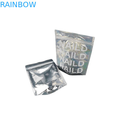 Plastic Holographic Foil Pouch Cosmetic Packaging Bag Mylar Glitter / Nail Polish Packing