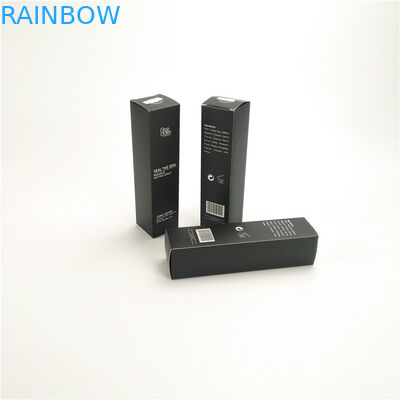 Folding Paper Box Packaging Matte Black Rectangular For Essence Serum Skin Care