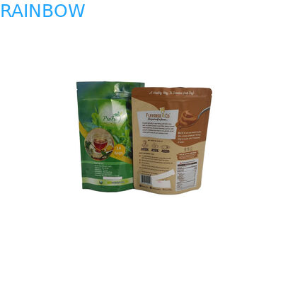 Empty  Stand Up Aluminum Foil Plastic Bag Reusable Heat Sealed Organic Tea Green