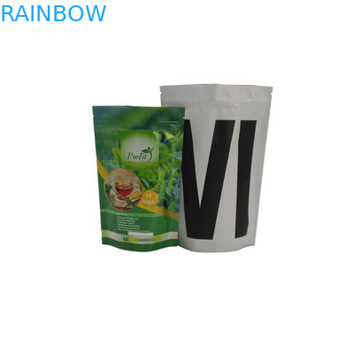 Empty  Stand Up Aluminum Foil Plastic Bag Reusable Heat Sealed Organic Tea Green