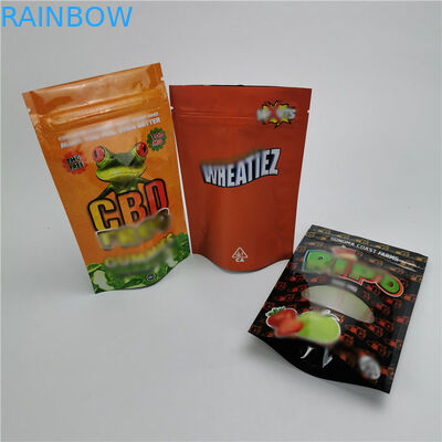 Slide Zip Lock Custom Printed Stand Up Pouches Child Proof Exit CBD Gummy Hemp Packaging