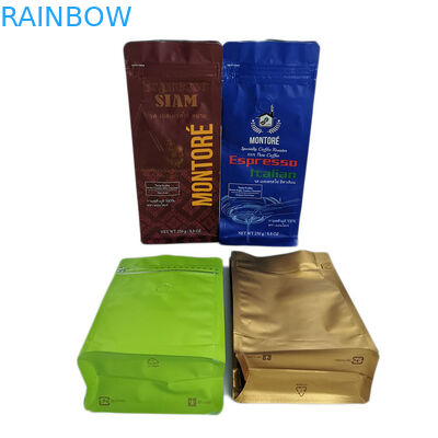 Aluminum Foil Heat Sealed Tea Bags , Flat Bottom Coffee Resealable Pouch Bags With Valve