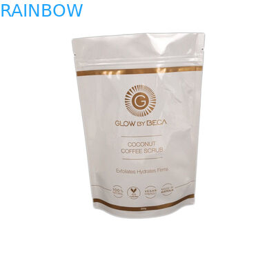 White Glossy Finish Body Scrub 150 Micron Stand Up Zipper Pouch