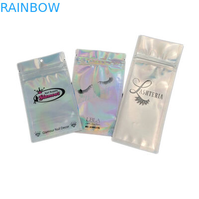 Clear Holographic Zip Lock CMYK Color Cosmetic Packaging Bag