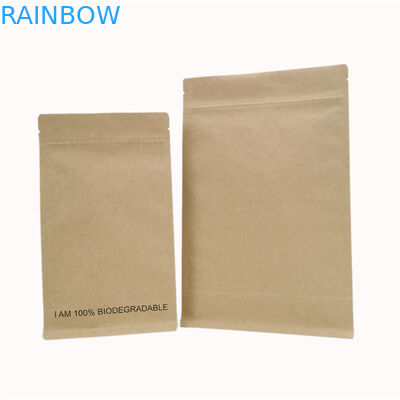 Flat Bottom Snack Biodegradable Kraft Paper Packaging Bags