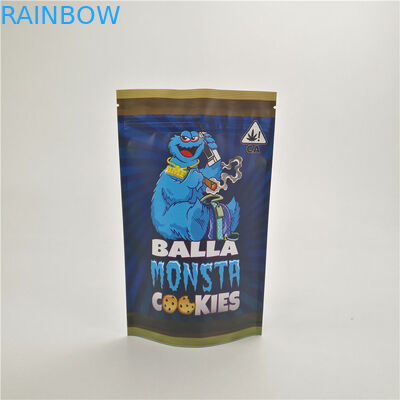 Customized child proof bags moisture proof weed CBD runtz jungle cookies medicine stand up bags