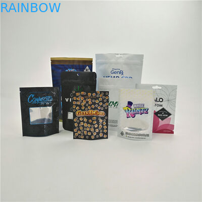 Sample free customized child  proof CBD bags runtz jungle cookies medicine pouch with window