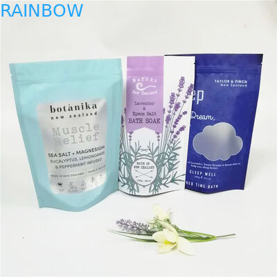 skincare packaging bag/hologram foil stand up bath salt packaging with window