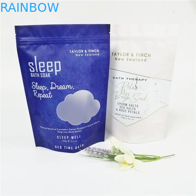 skincare packaging bag/hologram foil stand up bath salt packaging with window