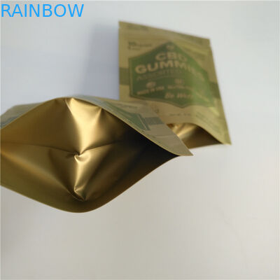Digital Printing Matte Gold Stand Up Zipper Pouch Small Proof Mylar Bag For Weeds