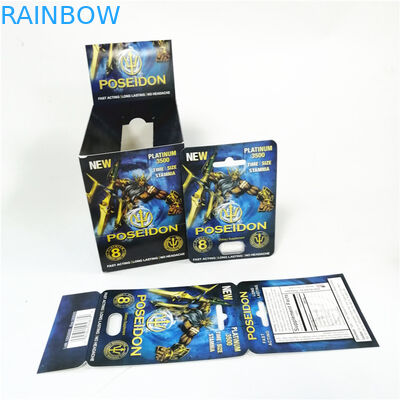 Display custom printed paper cards male enhancers sexual performance red Poseidon card box