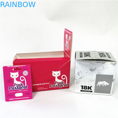 Custom printing spot UV sensual enhancement paper card pink pussycat packaging paper display box
