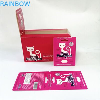 Custom printing spot UV sensual enhancement paper card pink pussycat packaging paper display box