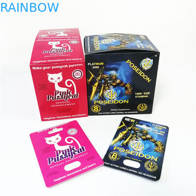 Custom printing spot UV sensual enhancement paper card pink pussycat packaging paper display box