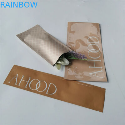 Yellow glossy customized cosmetic packaging bag / foil flat green tea flavour skincare pouch