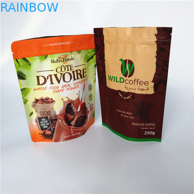 Stand up gusset foil pouch packaging mositure proof ground coffee bags with valve