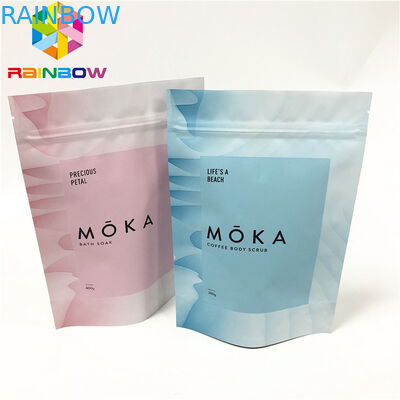 Body scrub stand up  pouch reusable packaging bag with tear notches customized pouches