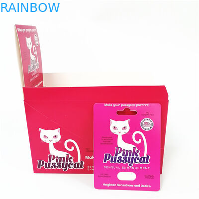 Hot Sale Male Capsule Enhancement Pills Card Paper Box Packaging Printing Pink Pussycat Paper Card Promotion