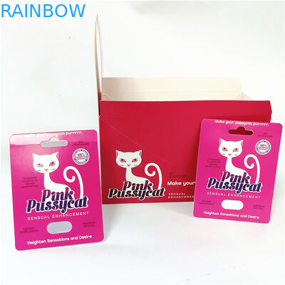 Hot Sale Male Capsule Enhancement Pills Card Paper Box Packaging Printing Pink Pussycat Paper Card Promotion