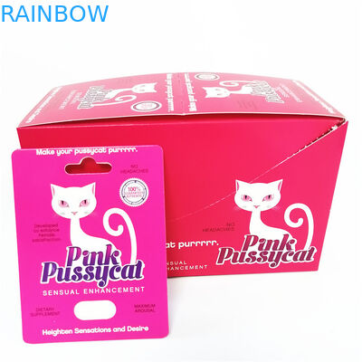 Hot Sale Male Capsule Enhancement Pills Card Paper Box Packaging Printing Pink Pussycat Paper Card Promotion