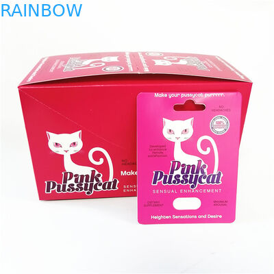Hot Sale Male Capsule Enhancement Pills Card Paper Box Packaging Printing Pink Pussycat Paper Card Promotion
